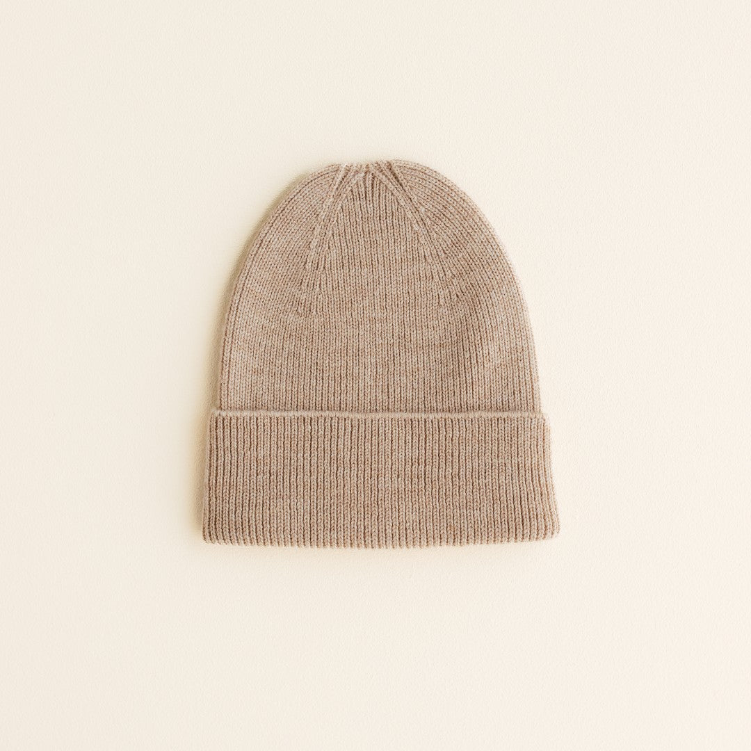 Hvid Beanie Fonzie Newborn Sand
