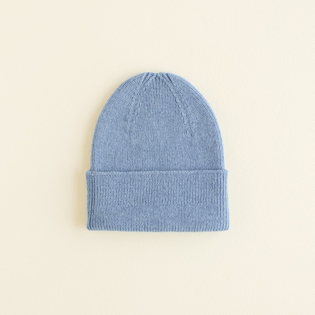 Hvid Beanie Fonzie Newborn Light Blue