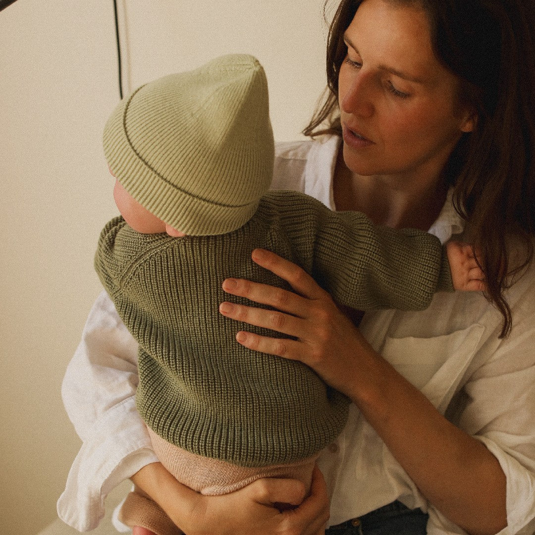 Hvid Beanie Fonzie Newborn Mint