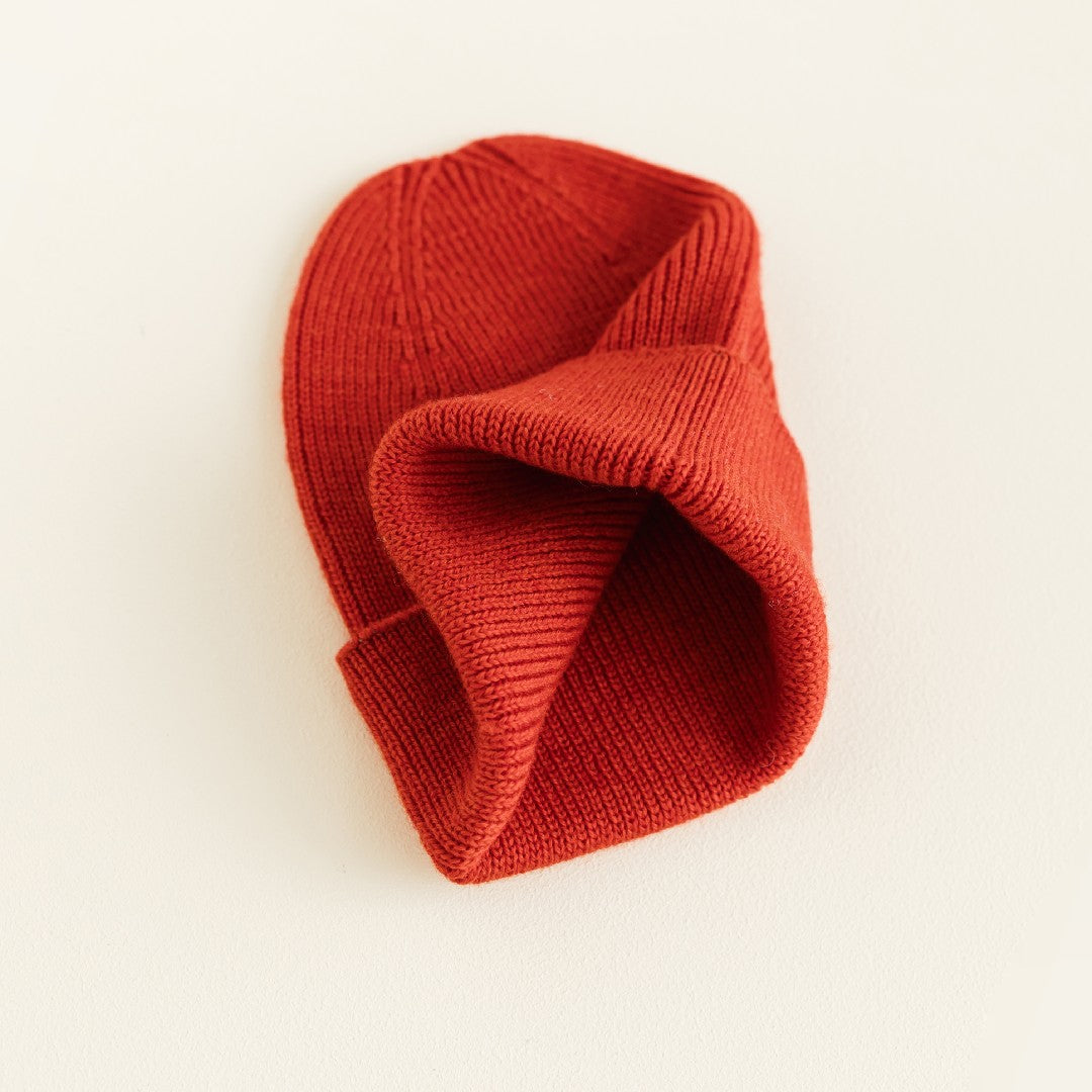 Hvid Beanie Fonzie Newborn Red