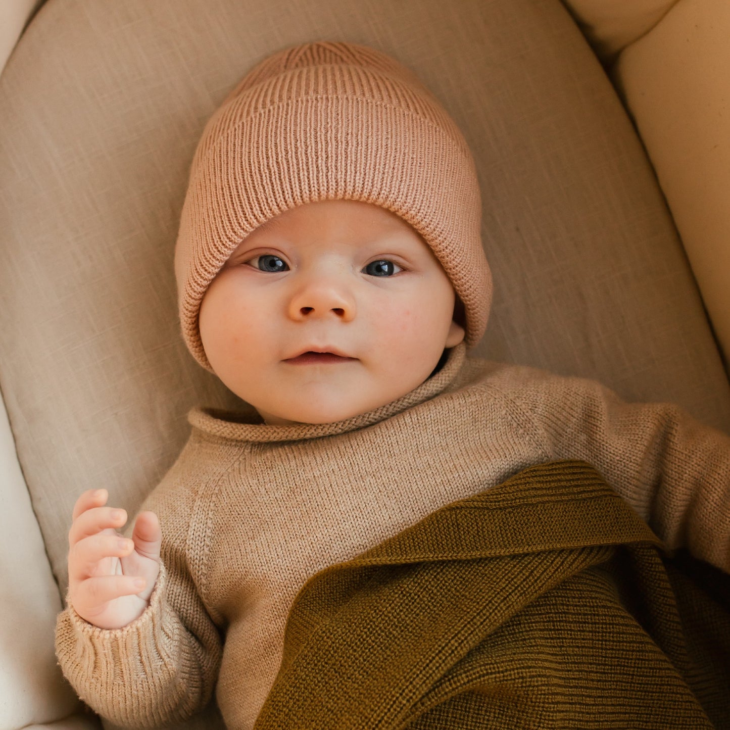 Hvid Beanie Fonzie Newborn Rose