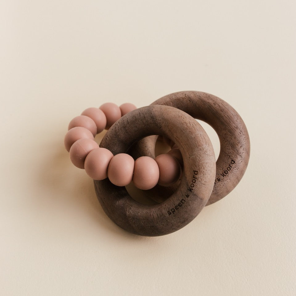 Speen en Koord Bijtring Robin Walnoot Terracotta