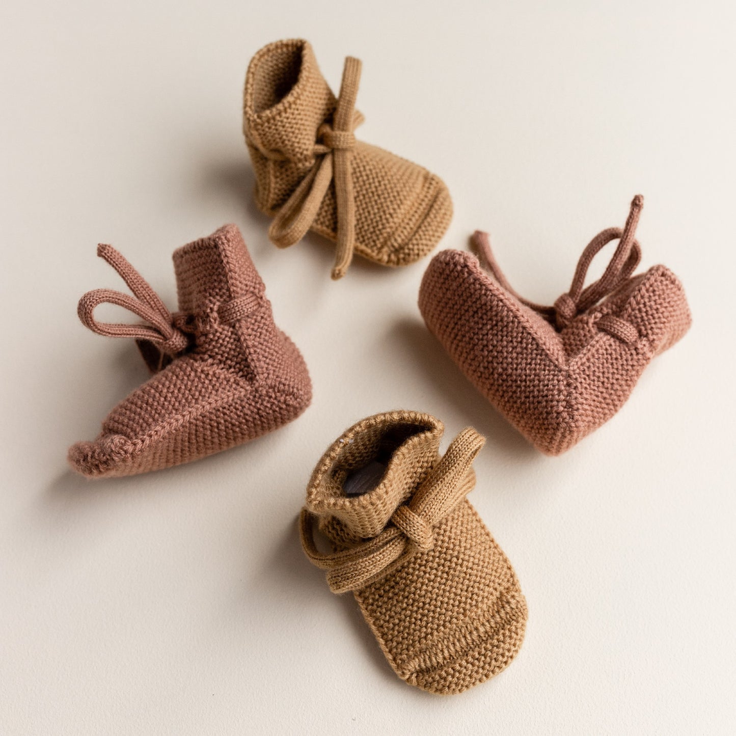 Hvid Baby Slofjes Ochre en Terracotta