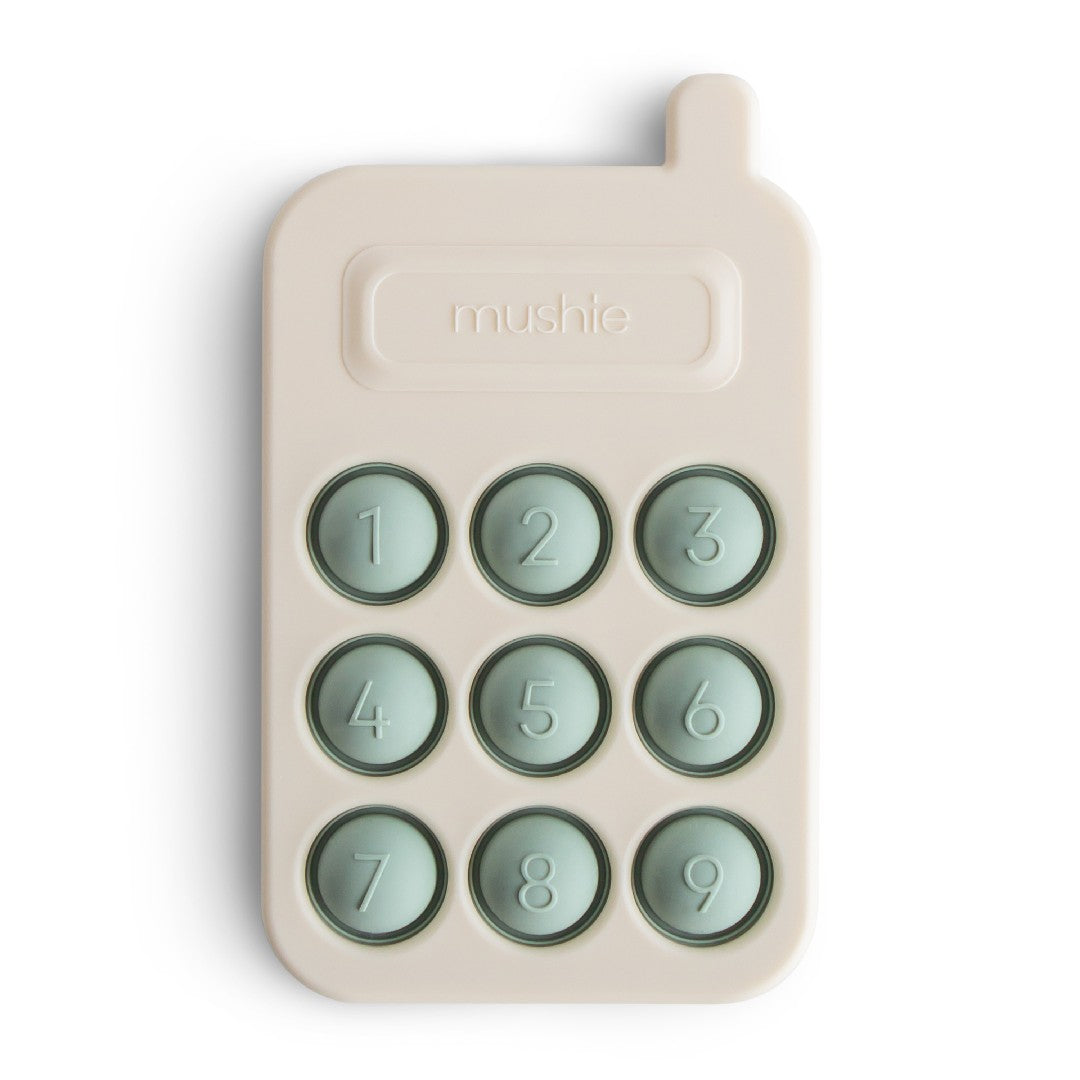 Mushie Telefoon Press Toy Cambridge Blue