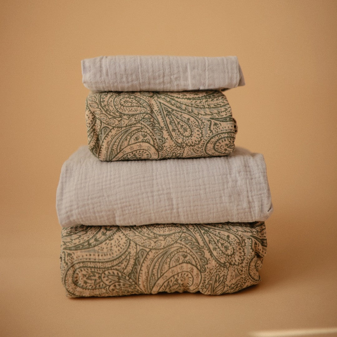 Mushie Ledikant Hoeslaken Green Paisley 60x120cm