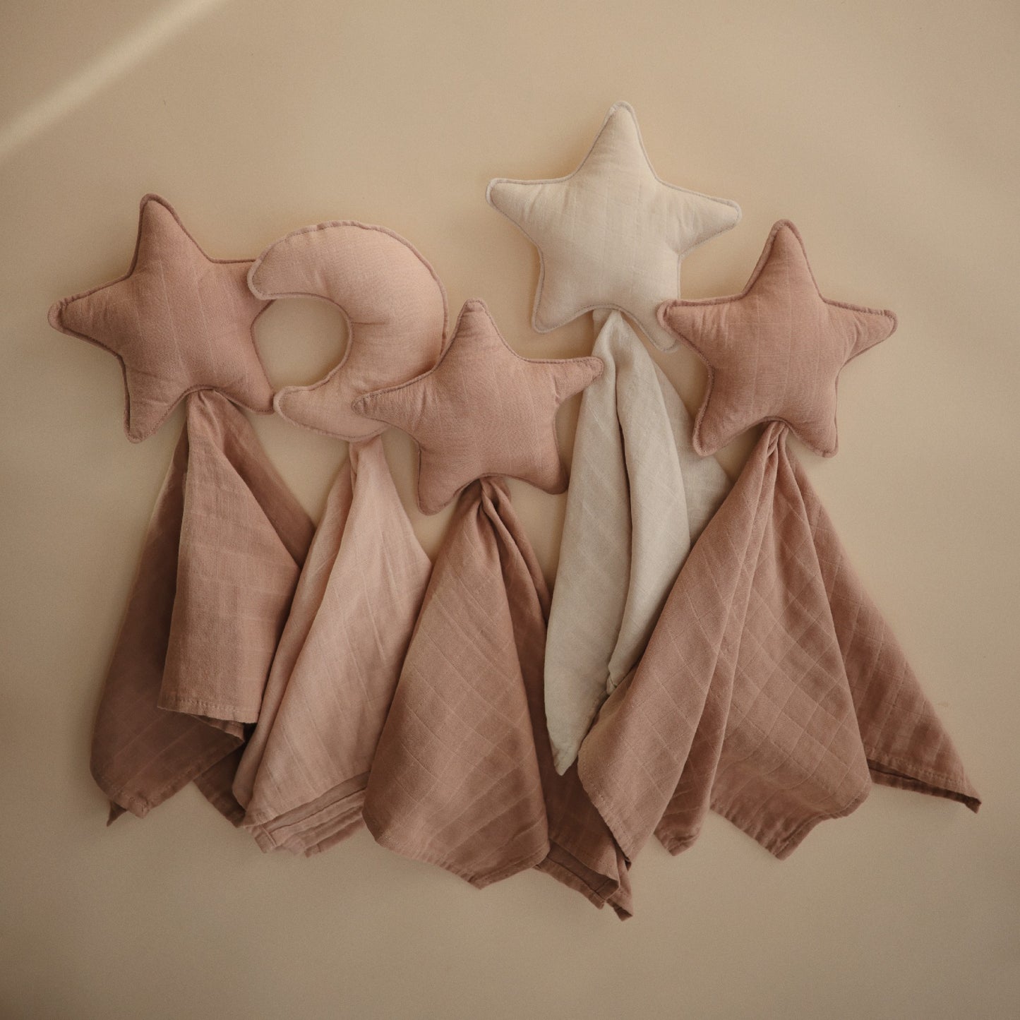 Mushie Knuffeldoek Maan Blush, Ster Natural & Fog