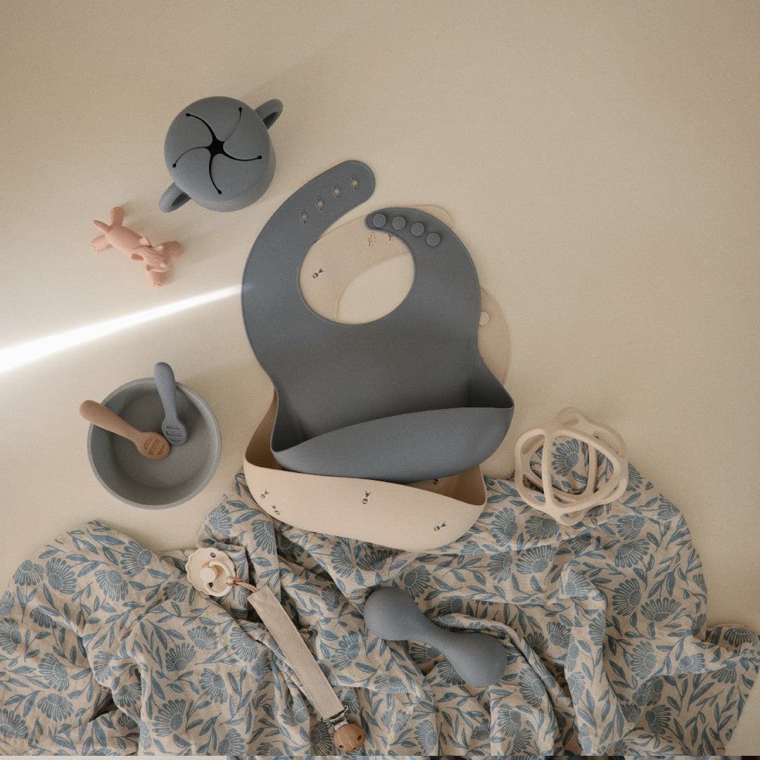 Mushie Swaddle Blue Flowers 120x120cm