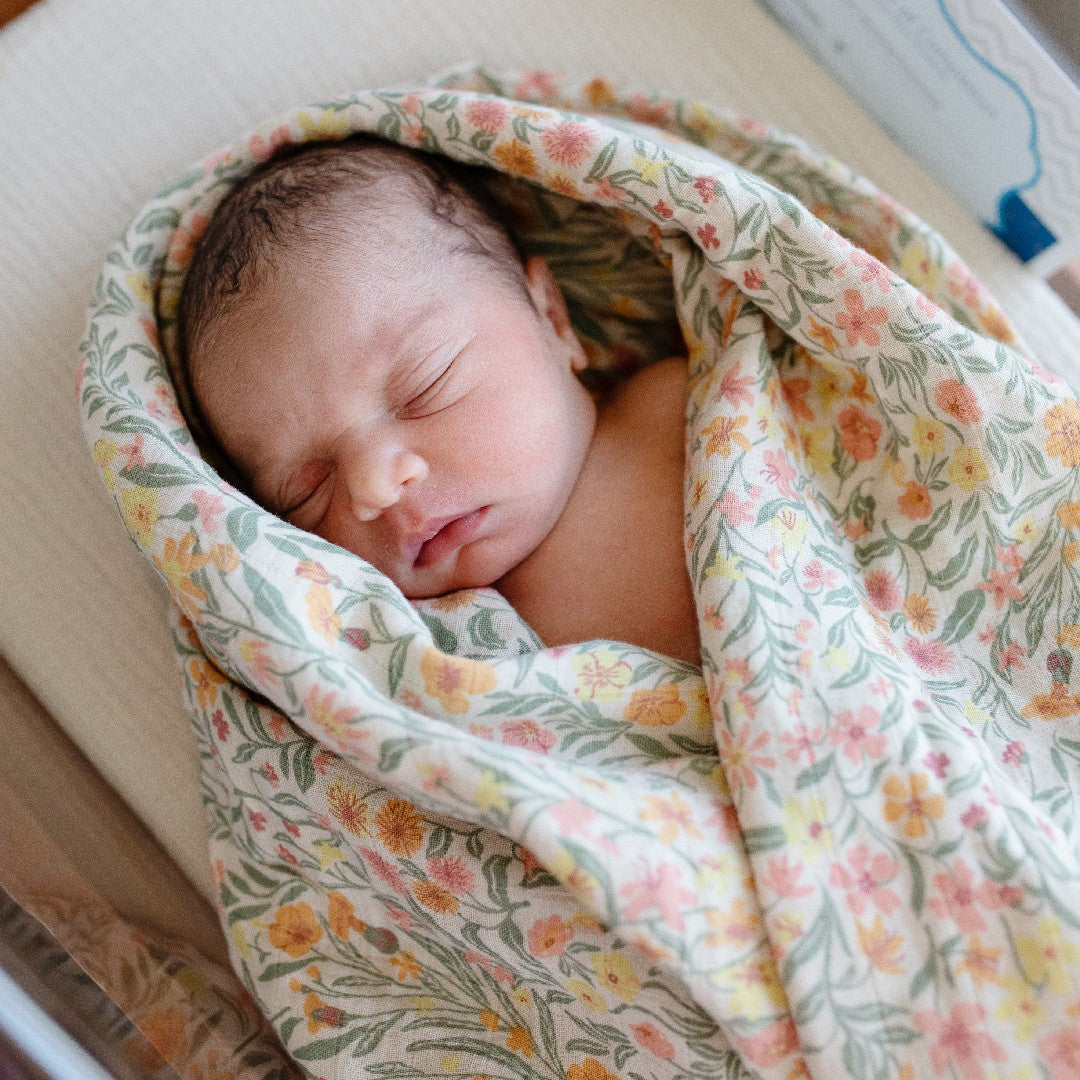 Mushie Swaddle Pastel Blooms 120x120cm