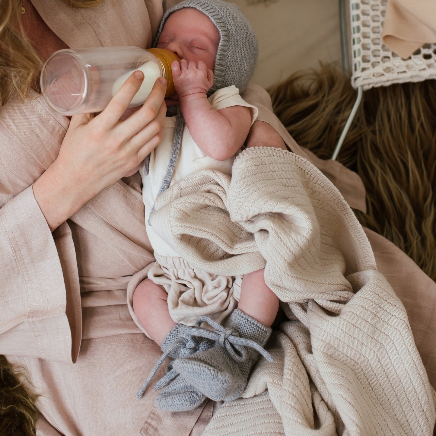 Hvid Baby Slofjes Grey Melange