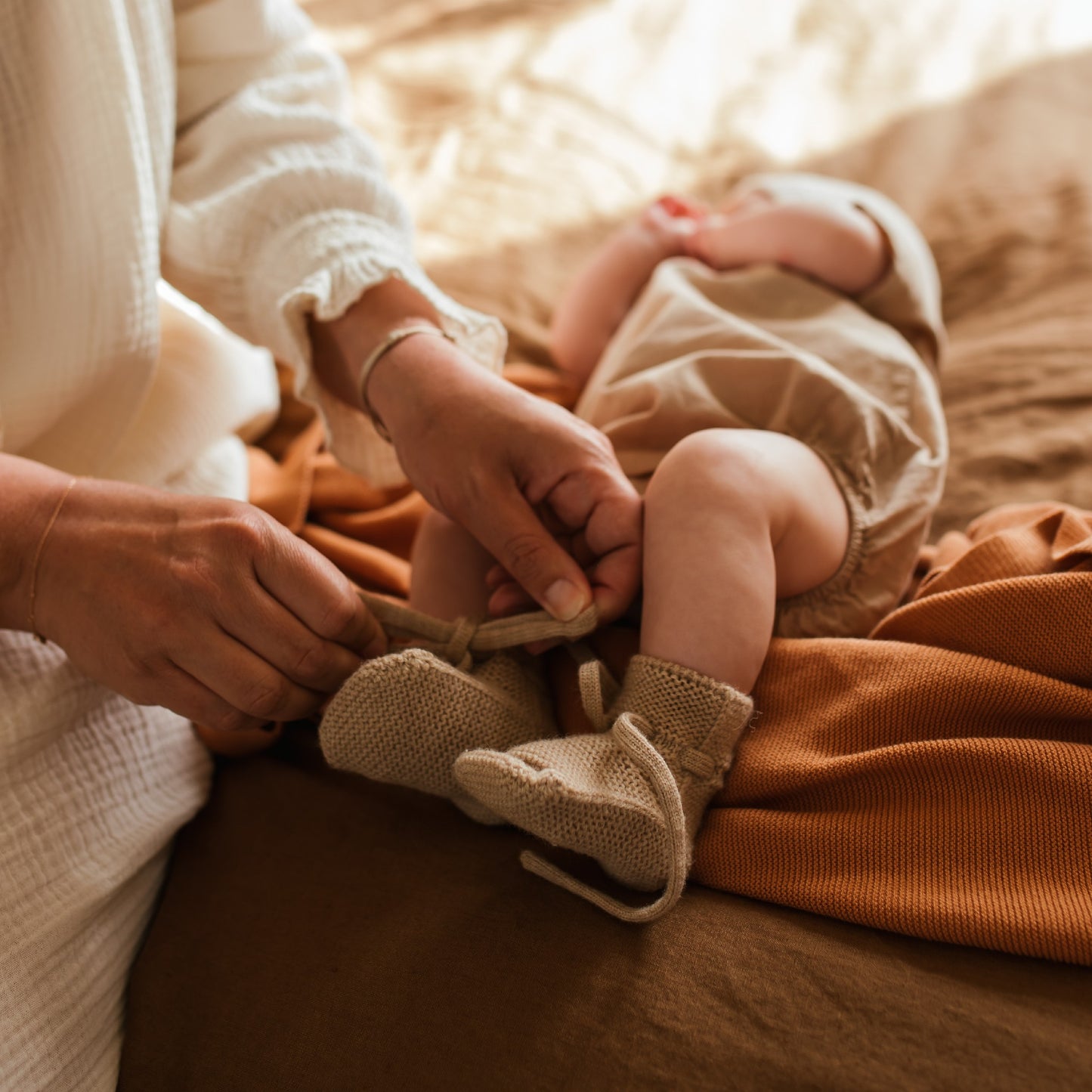 Hvid Baby Slofjes Sand