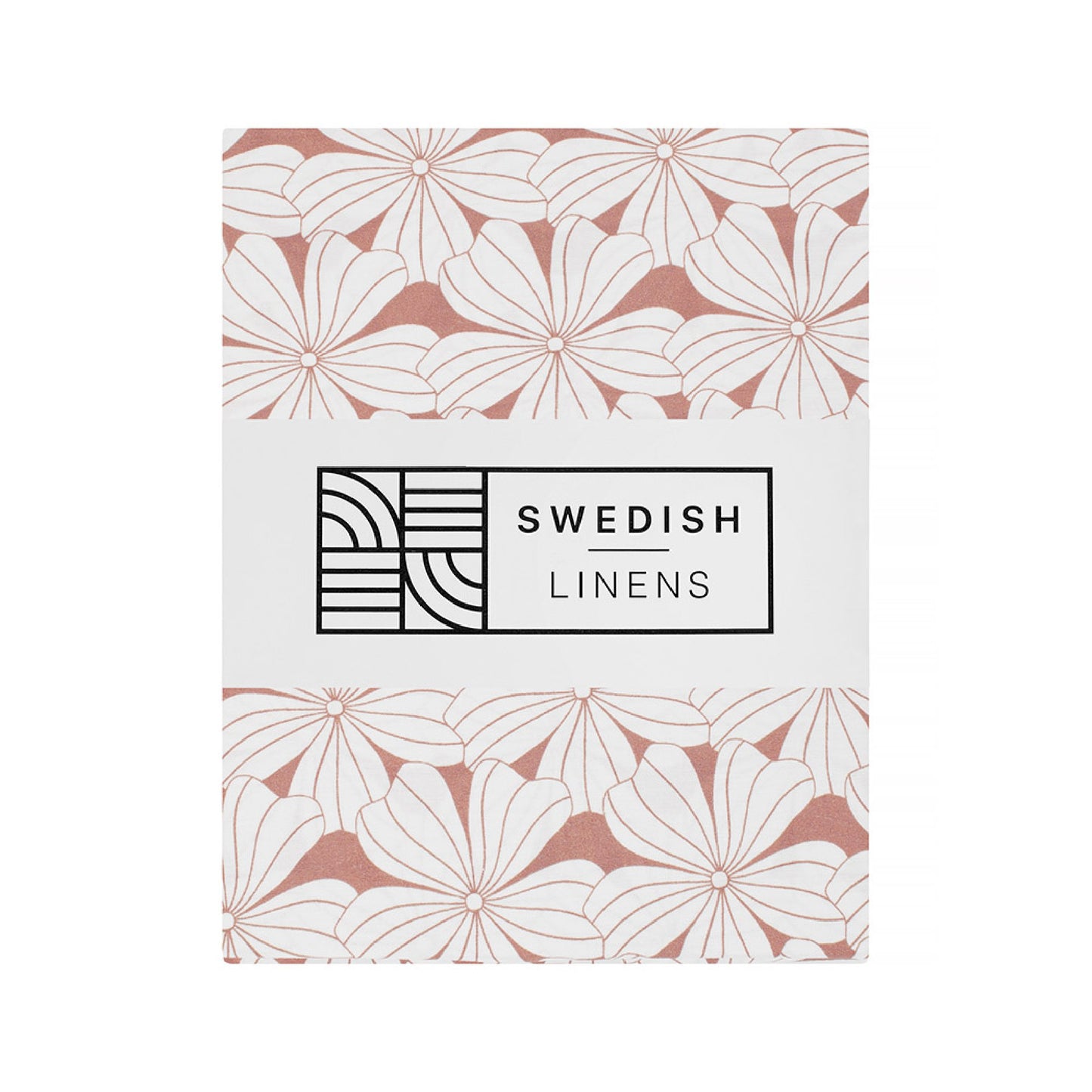 Swedish Linens Hoeslaken Flowers Terracotta Pink 60x120cm