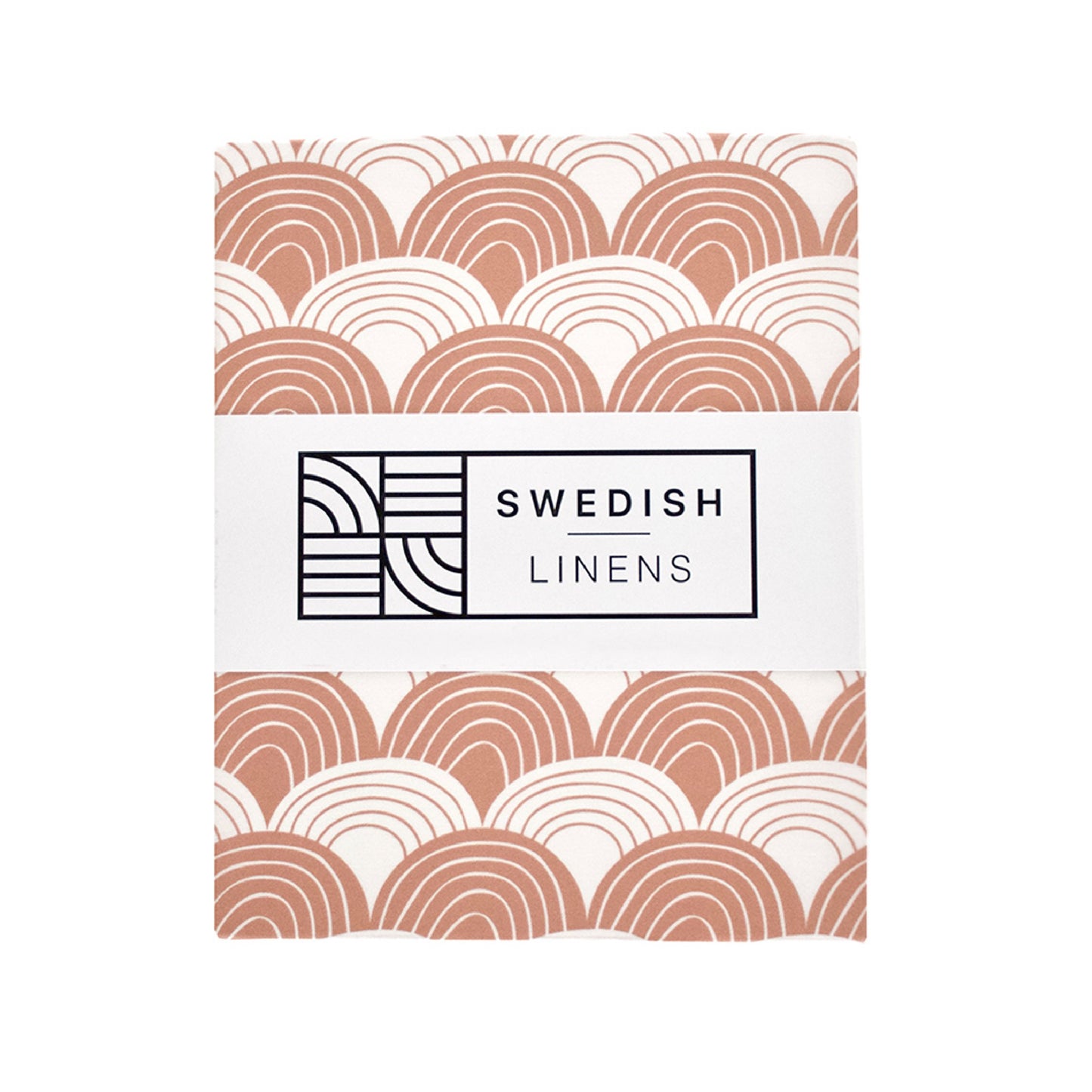 Swedish Linens Hoeslaken Rainbows Terracotta Pink 60x120cm