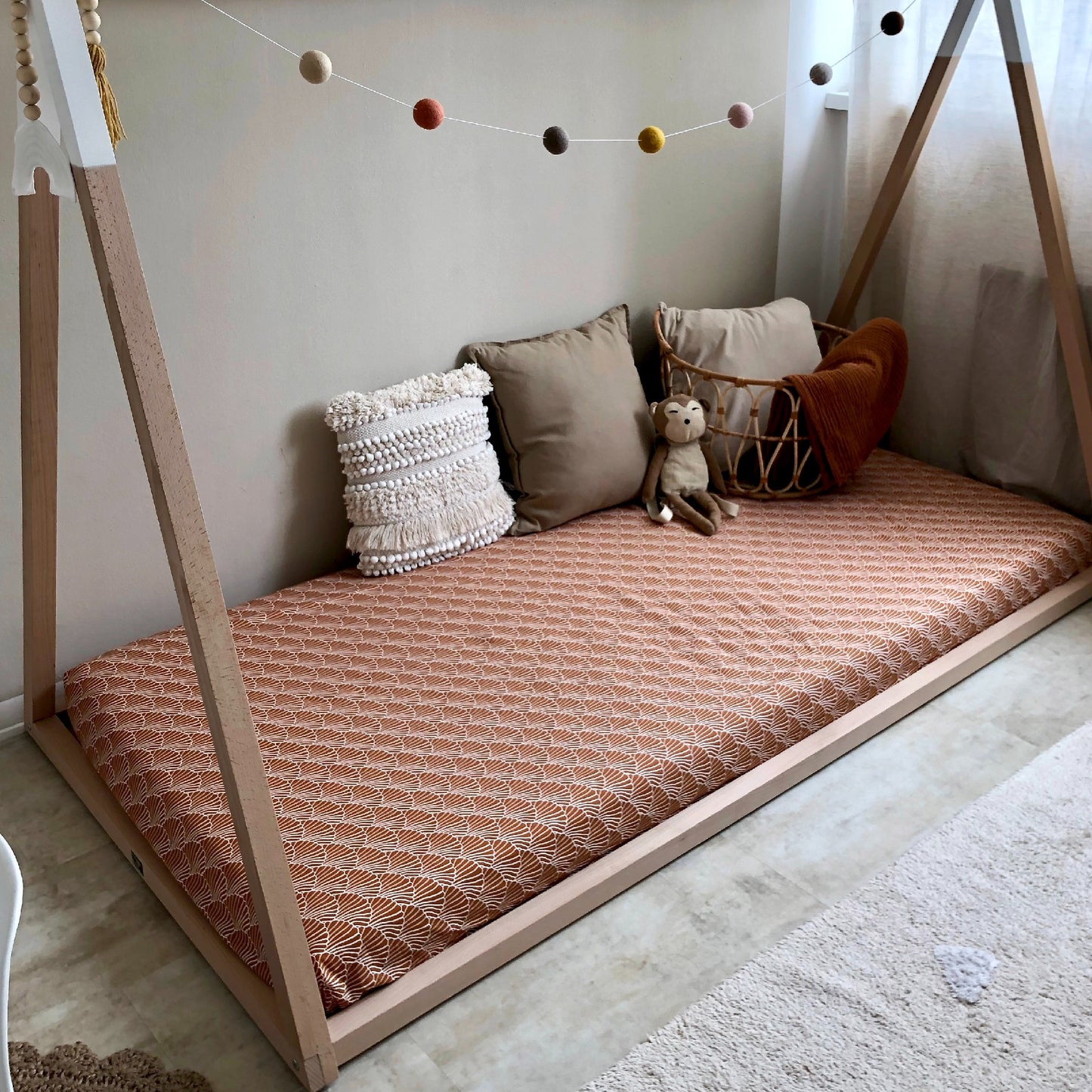 Swedish Linens Hoeslaken Seashells Cinnamon Brown 60x120cm