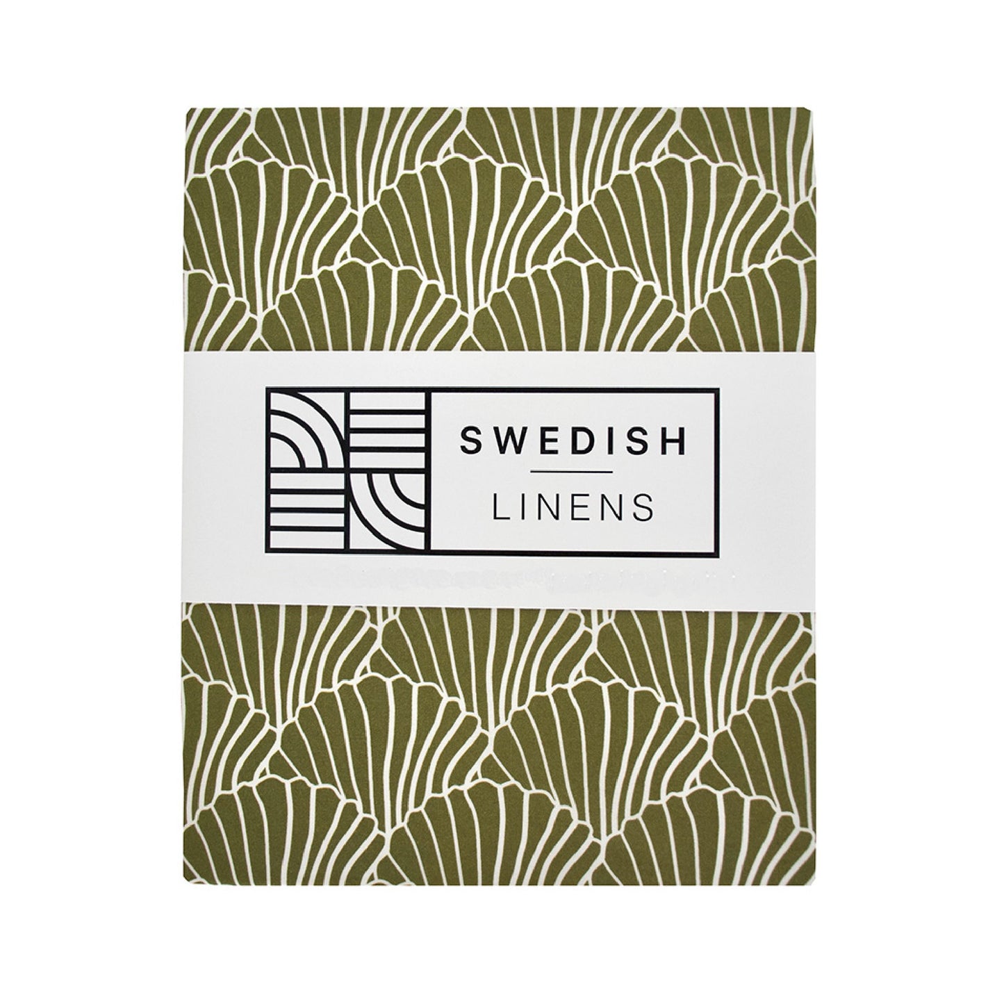 Swedish Linens Hoeslaken Seashells Olive Green 60x120cm