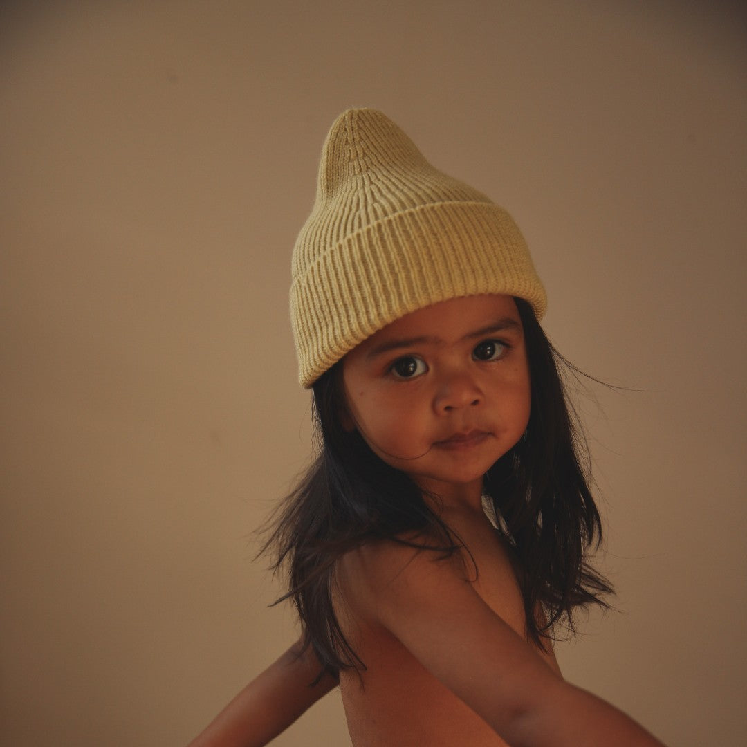 Hvid Beanie Fonzie Kids Light Yellow