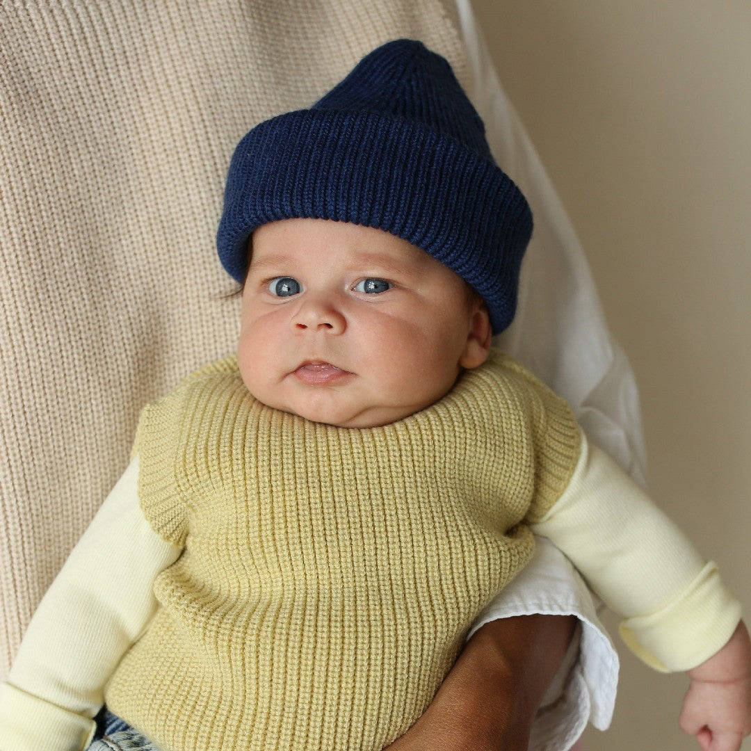 Hvid Beanie Fonzie Kids Blue