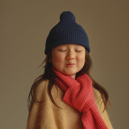 Hvid Beanie Fonzie Kids Blue