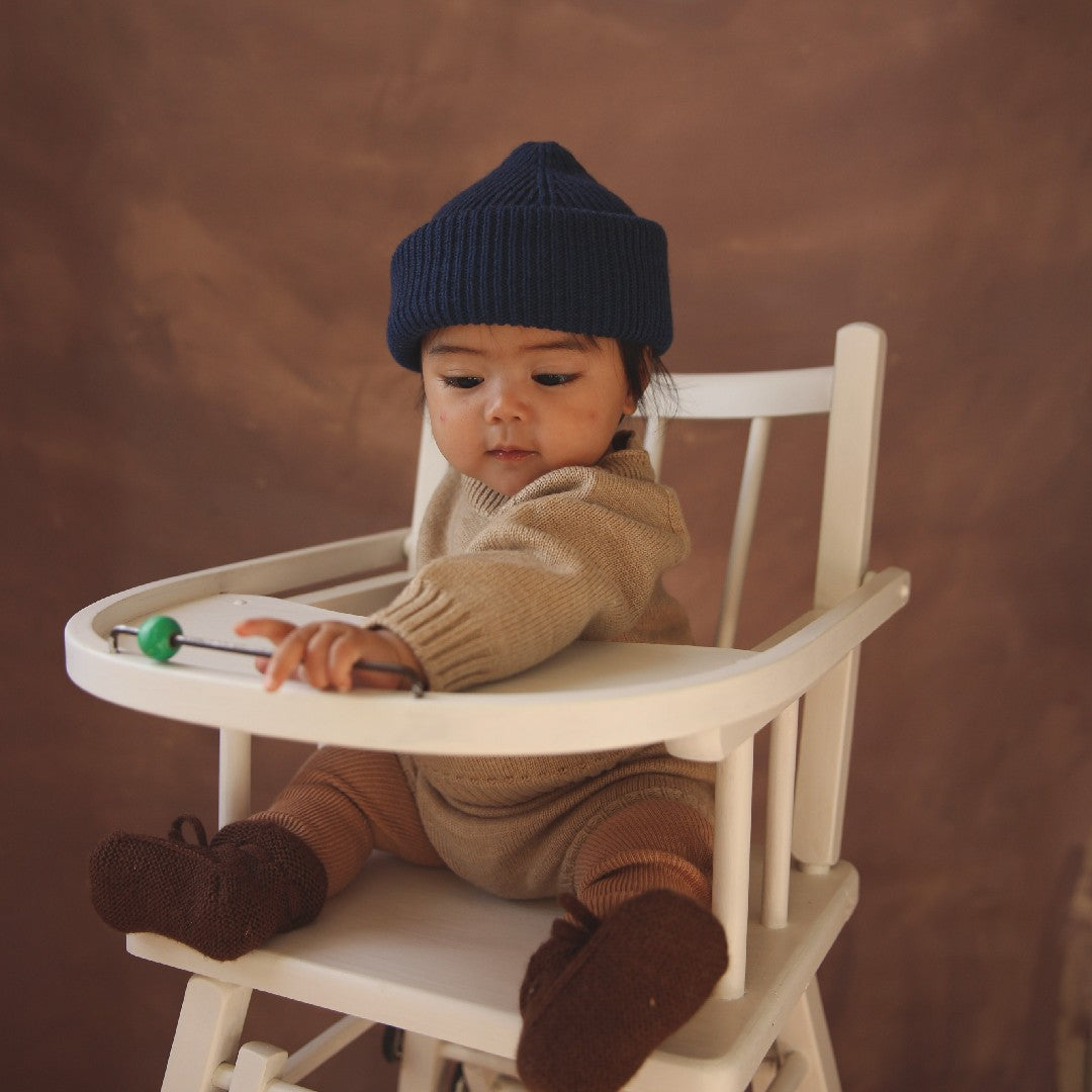 Hvid Beanie Fonzie Kids Blue