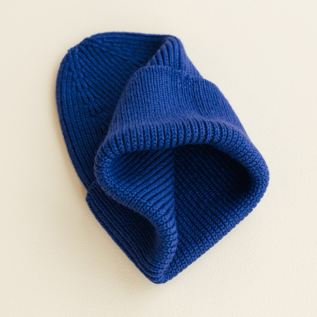 Hvid Beanie Fonzie Kids Cobalt Blue