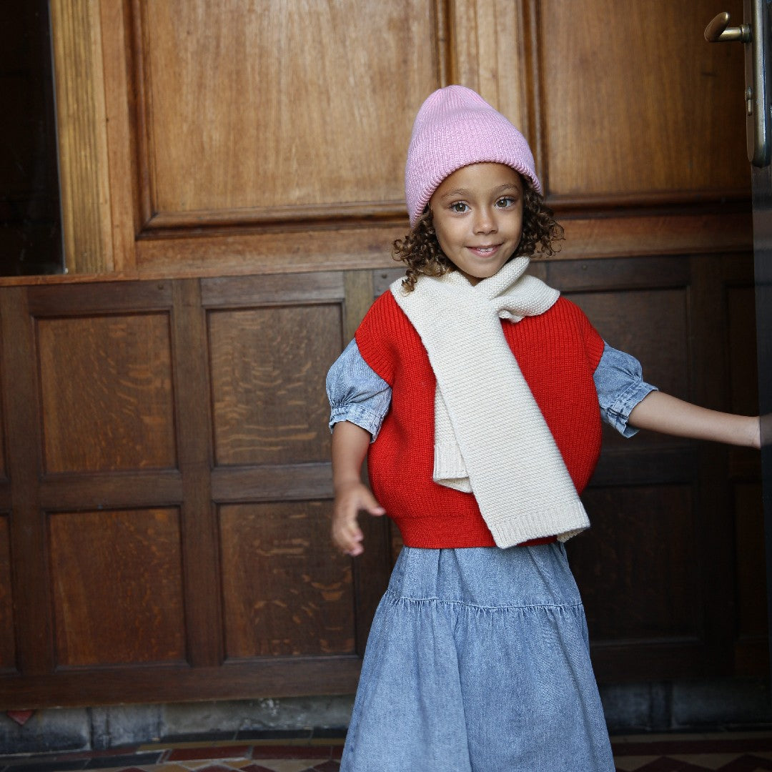 Hvid Beanie Fonzie Kids Cotton Candy