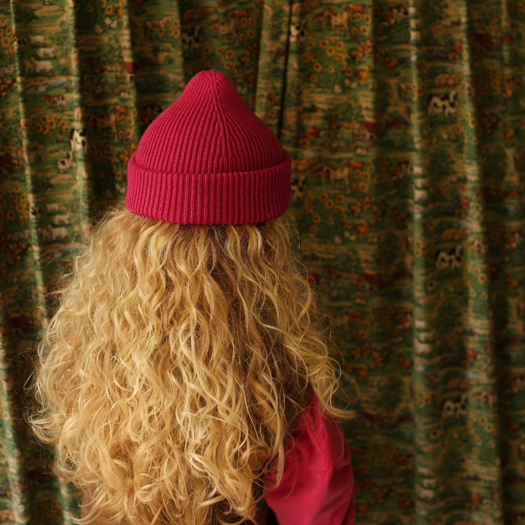 Hvid Beanie Fonzie Kids Fuchsia