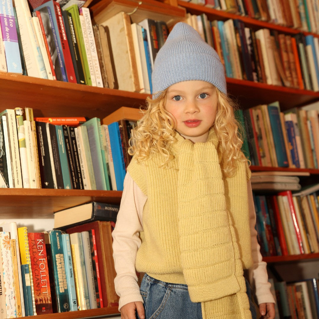 Hvid Beanie Fonzie Kids Light Blue