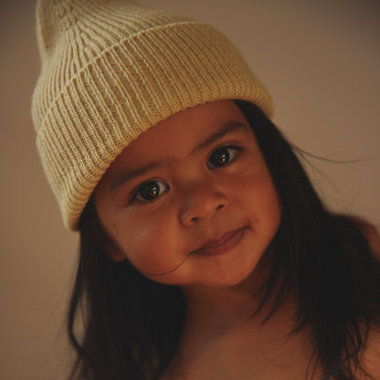 Hvid Beanie Fonzie Kids Light Yellow