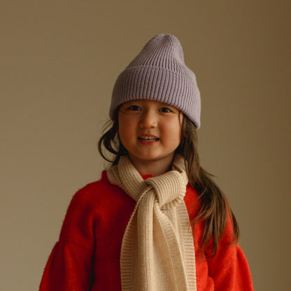 Hvid Beanie Fonzie Kids Lilac