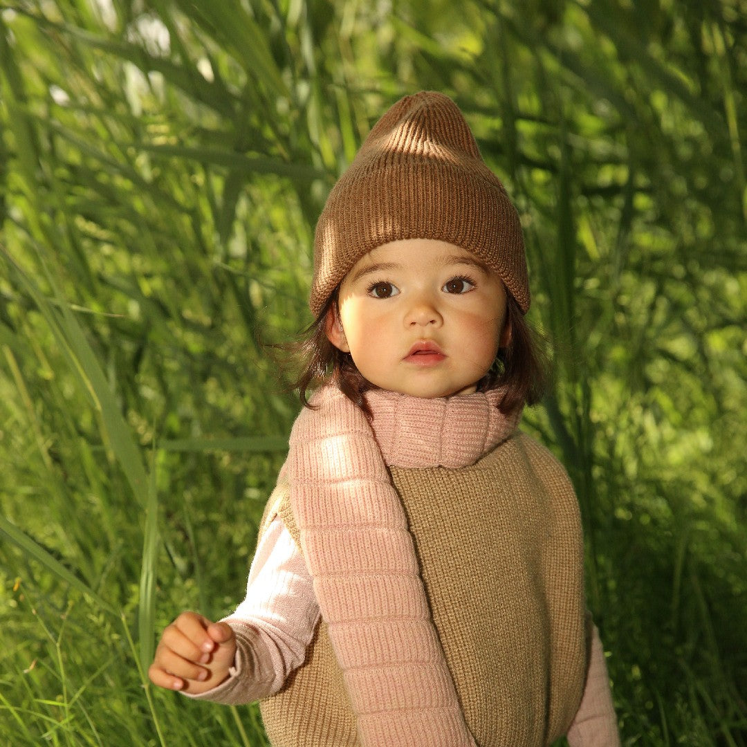 Hvid Beanie Fonzie Kids Mocha