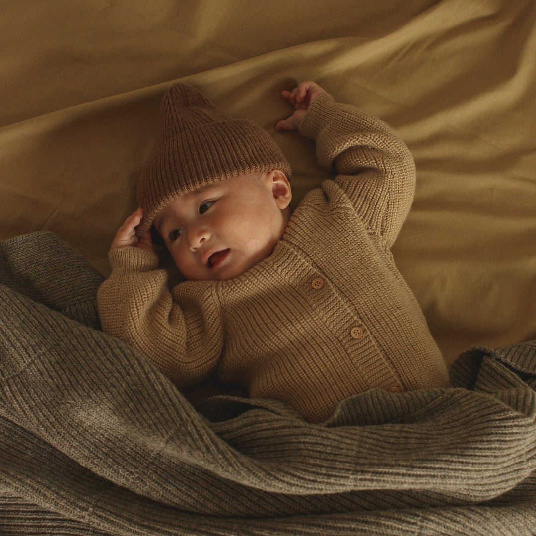 Hvid Beanie Fonzie Kids Mocha