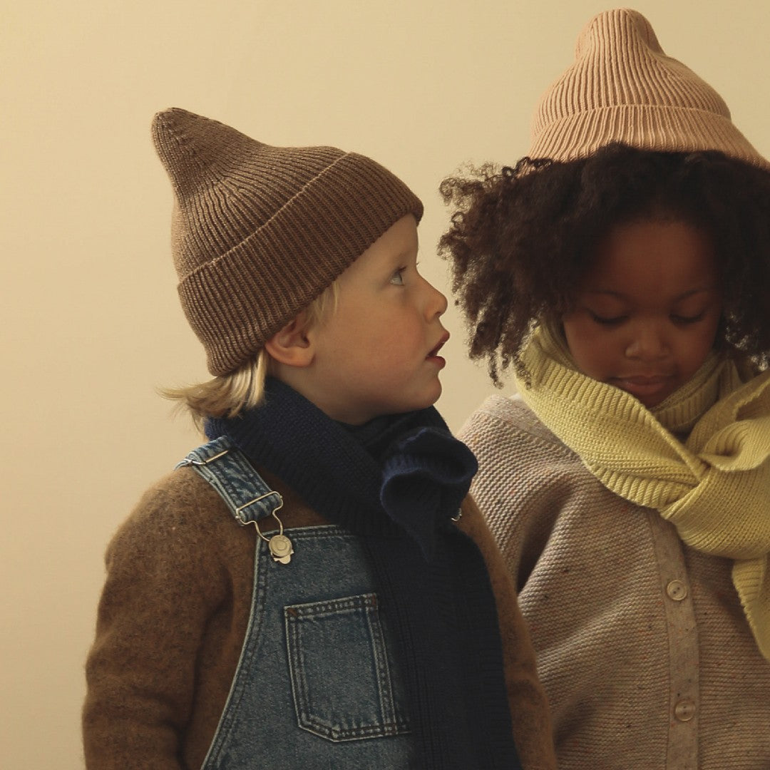 Hvid Beanie Fonzie Kids Mocha
