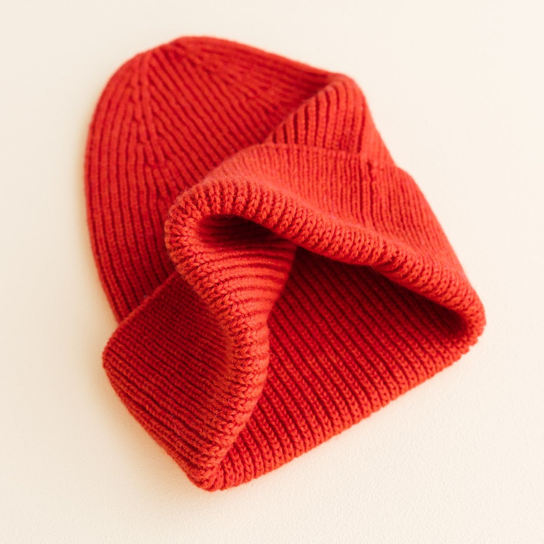 Hvid Beanie Fonzie Kids Red