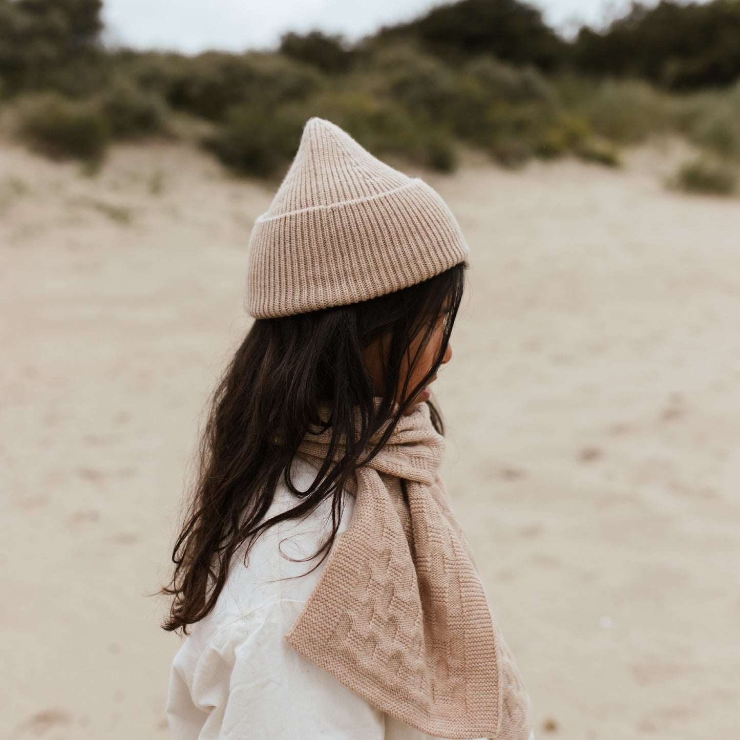 Hvid Beanie Fonzie Kids Sand