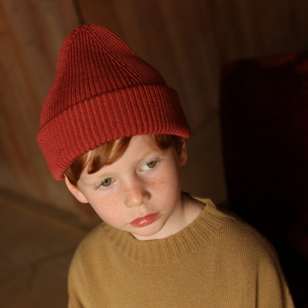 Hvid Beanie Fonzie Kids Wild Berry