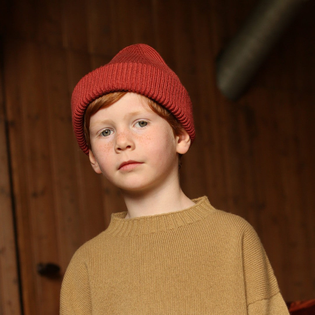 Hvid Beanie Fonzie Kids Wild Berry