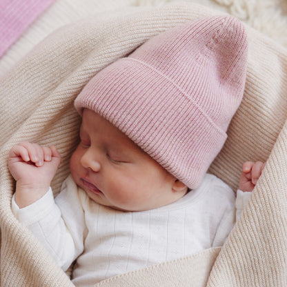 Hvid Beanie Fonzie Newborn Powder