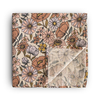 Mushie Swaddle Retro Flowers 120x120cm