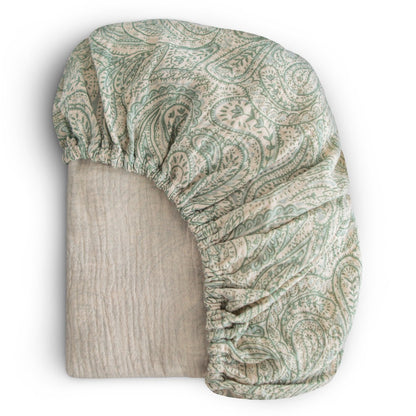 Mushie Ledikant Hoeslaken Green Paisley 60x120cm