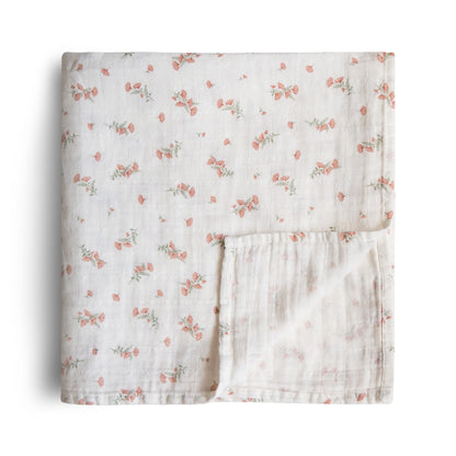 Mushie Swaddle Pink Flowers 120x120cm