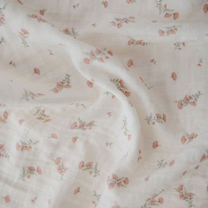 Mushie Swaddle Pink Flowers 120x120cm