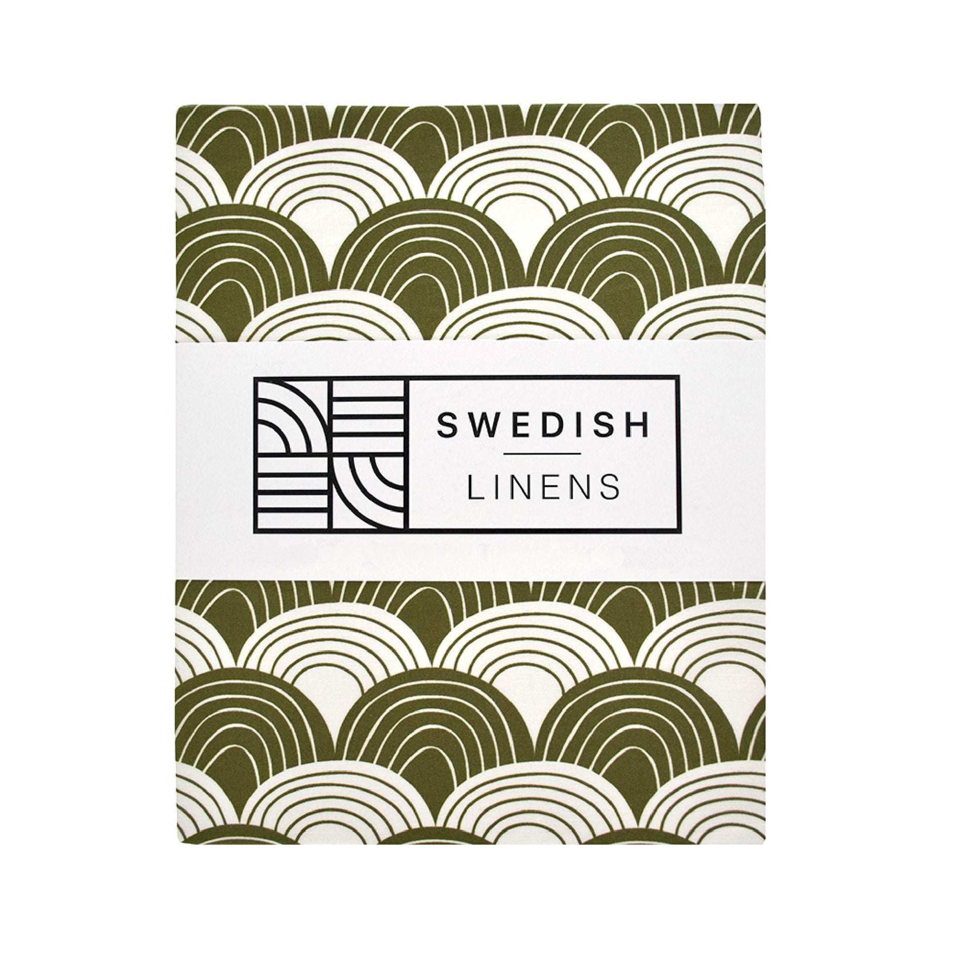 Swedish Linens Hoeslaken Rainbows Olive Green 60x120cm