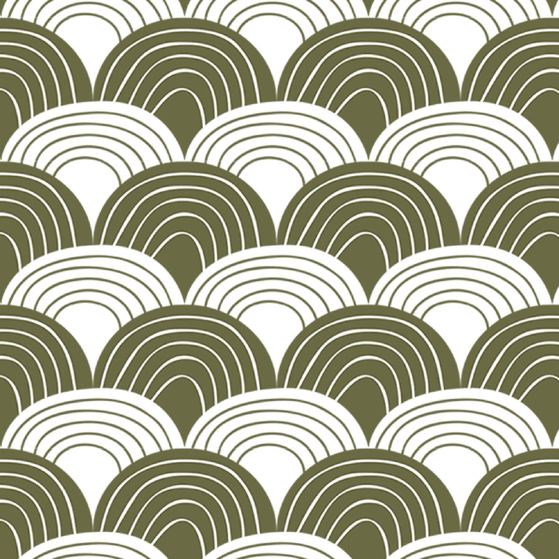 Swedish Linens Hoeslaken Rainbows Olive Green 60x120cm