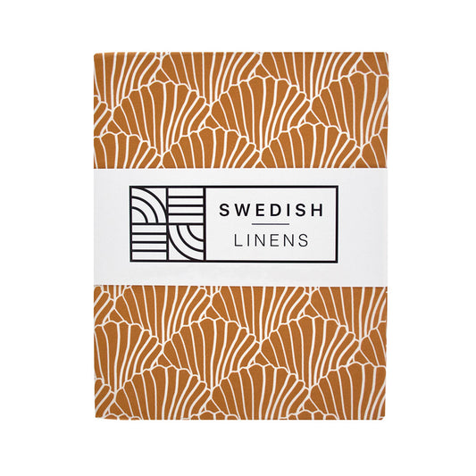 Swedish Linens Hoeslaken Seashells Cinnamon Brown 60x120cm
