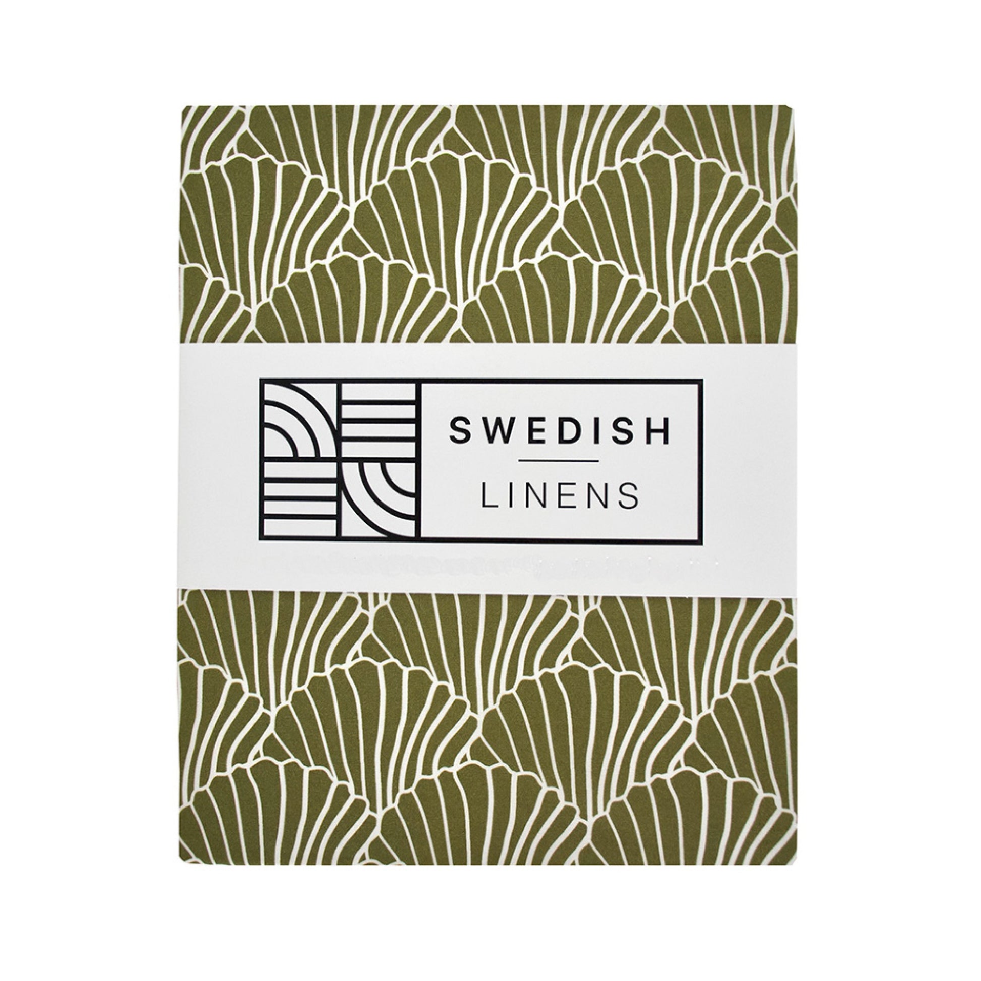 Swedish Linens Hoeslaken Seashells Olive Green 60x120cm