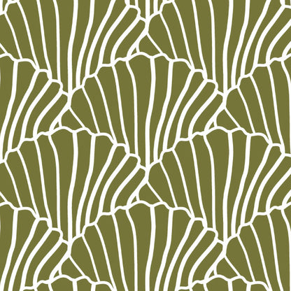 Swedish Linens Hoeslaken Seashells Olive Green 60x120cm